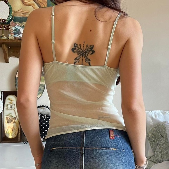 Size Large Italian Cosabella Mint Green Mesh Cami Tank - Picture 3 of 4